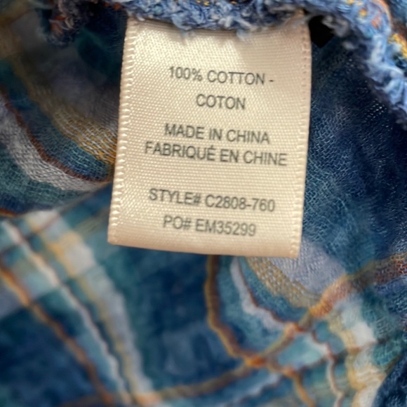 Cloth & Stone tie dye blue with plaid lining button down.  S - Picture 8 of 10